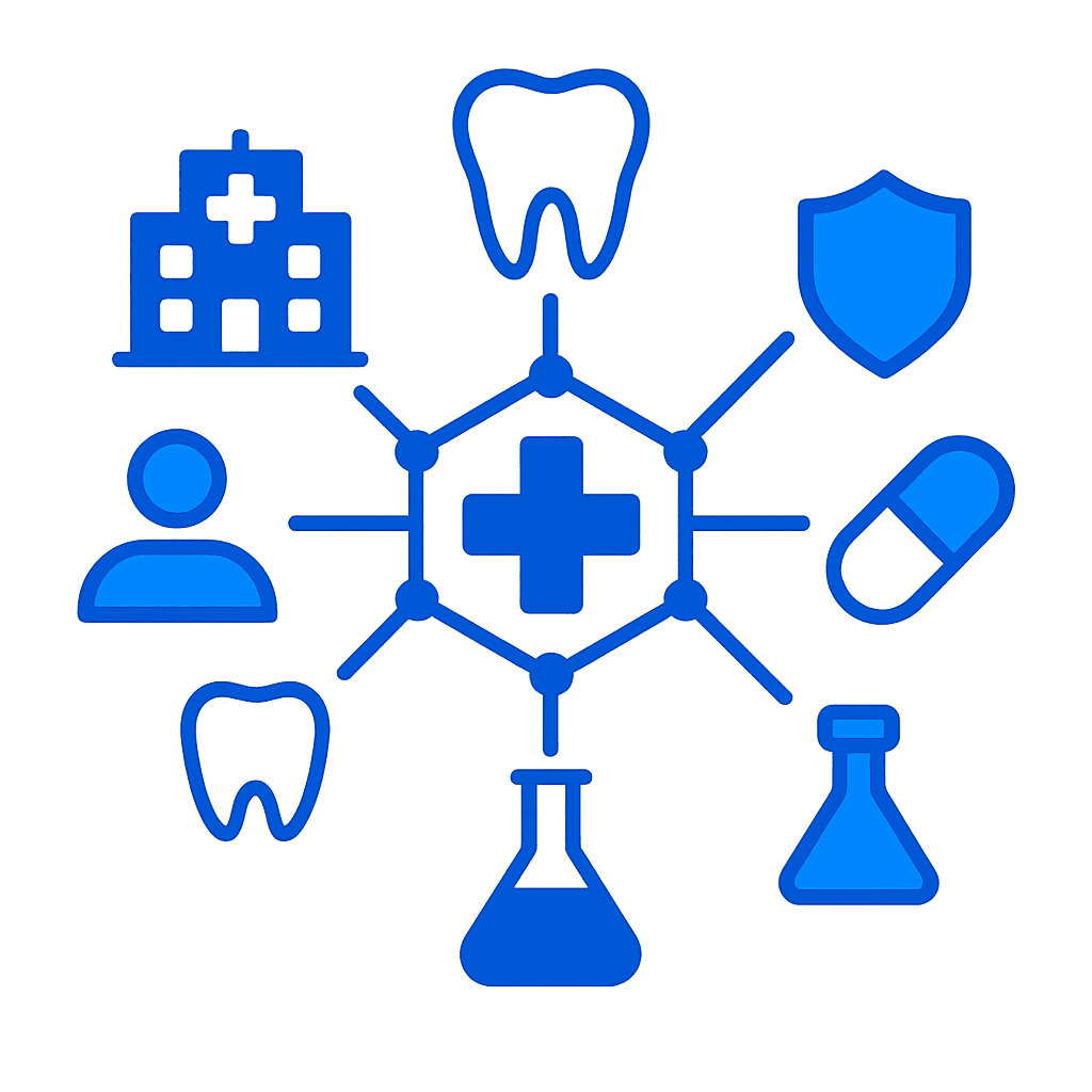 Network of healthcare icons